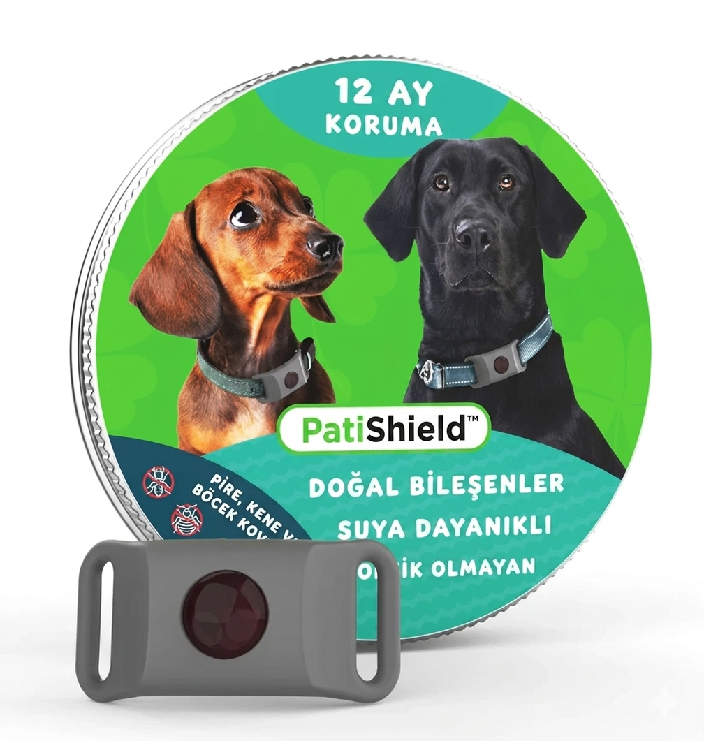 PatiShield - Köpekler için 12 Aylık Tamamen Doğal Pire ve Kene Koruma Kolyeleri