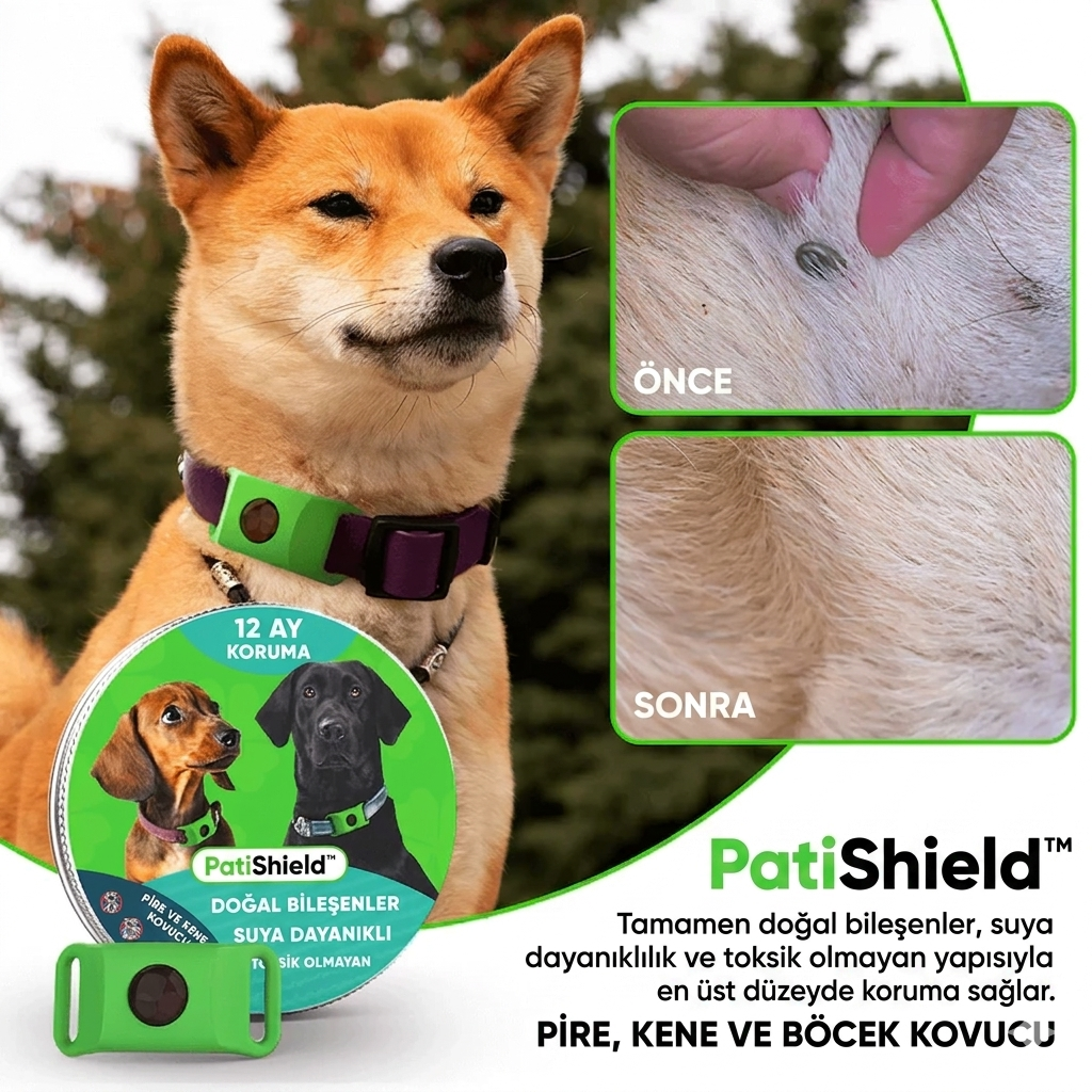 PatiShield - Köpekler için 12 Aylık Tamamen Doğal Pire ve Kene Koruma Kolyeleri
