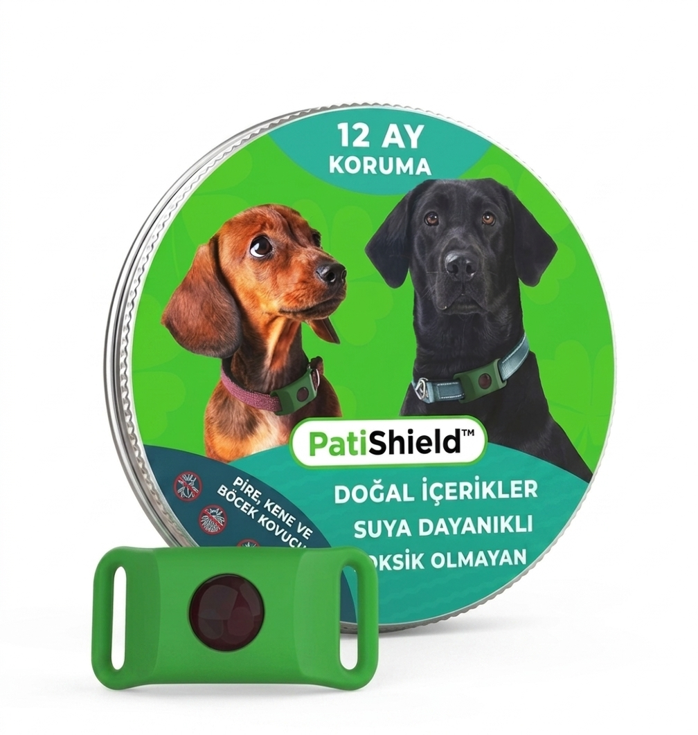 PatiShield - Köpekler için 12 Aylık Tamamen Doğal Pire ve Kene Koruma Kolyeleri