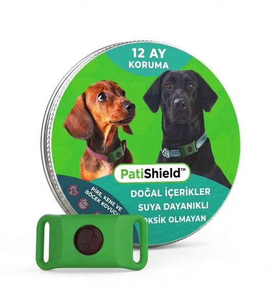 PatiShield - Köpekler için 12 Aylık Tamamen Doğal Pire ve Kene Koruma Kolyeleri