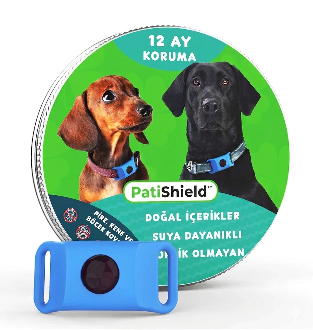 PatiShield - Köpekler için 12 Aylık Tamamen Doğal Pire ve Kene Koruma Kolyeleri